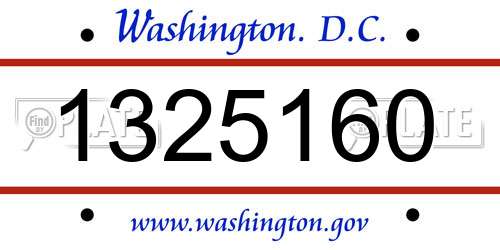 1325160 District Of Columbia License Plate