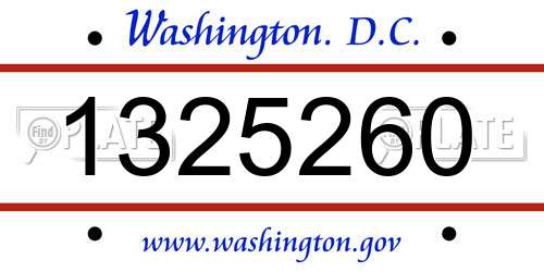 1325260 District Of Columbia License Plate