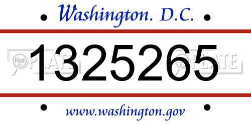 1325265 District Of Columbia License Plate