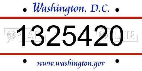 1325420 District Of Columbia License Plate