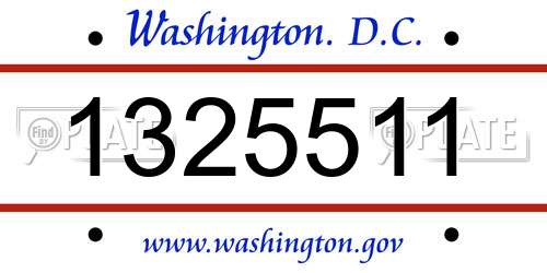 1325511 District Of Columbia License Plate