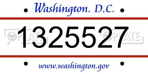 1325527 District Of Columbia License Plate