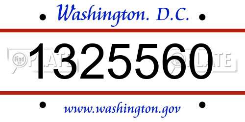 1325560 District Of Columbia License Plate