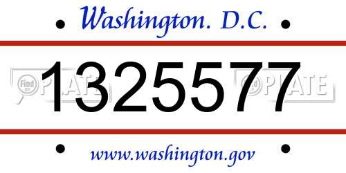 1325577 District Of Columbia License Plate