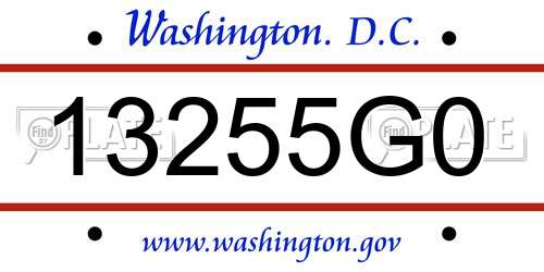 13255G0 District Of Columbia License Plate