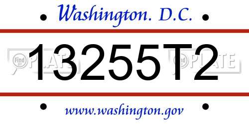 13255T2 District Of Columbia License Plate