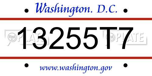 13255T7 District Of Columbia License Plate