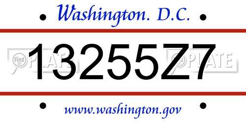 13255Z7 District Of Columbia License Plate