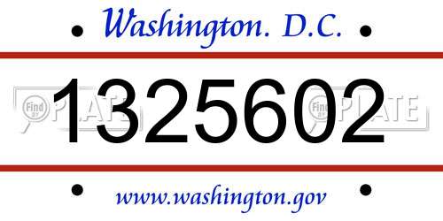 1325602 District Of Columbia License Plate