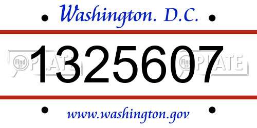 1325607 District Of Columbia License Plate