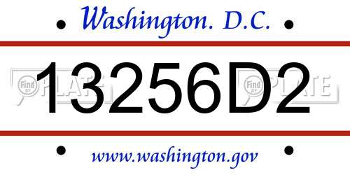 13256D2 District Of Columbia License Plate