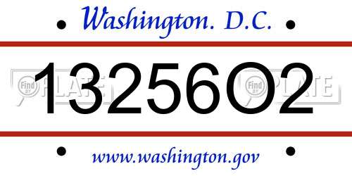 13256O2 District Of Columbia License Plate