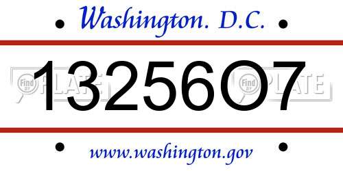 13256O7 District Of Columbia License Plate