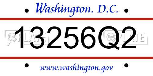 13256Q2 District Of Columbia License Plate