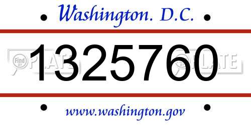 1325760 District Of Columbia License Plate