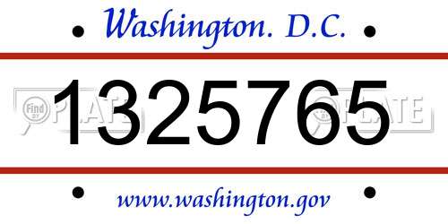 1325765 District Of Columbia License Plate