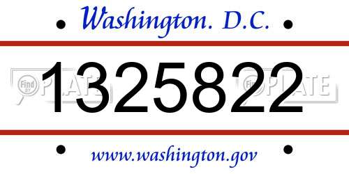 1325822 District Of Columbia License Plate