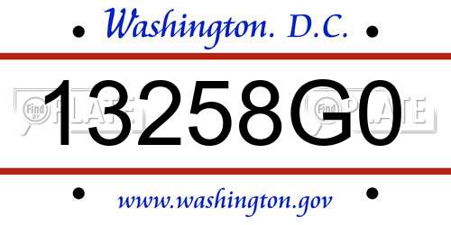 13258G0 District Of Columbia License Plate