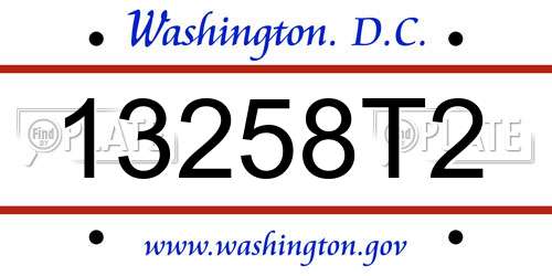 13258T2 District Of Columbia License Plate