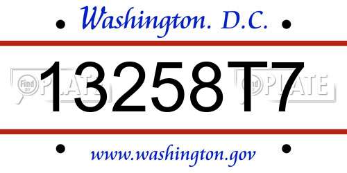 13258T7 District Of Columbia License Plate