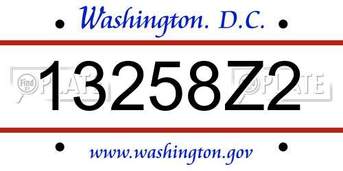 13258Z2 District Of Columbia License Plate