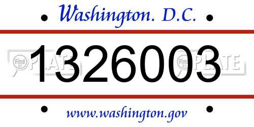1326003 District Of Columbia License Plate