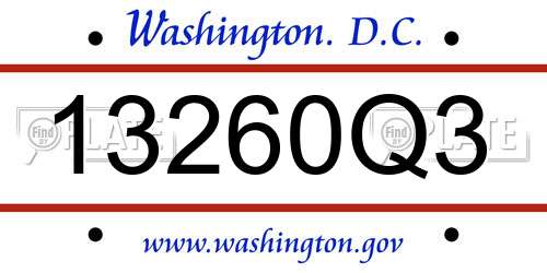 13260Q3 District Of Columbia License Plate