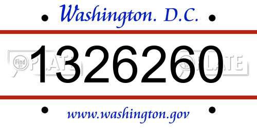 1326260 District Of Columbia License Plate