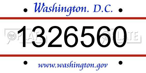 1326560 District Of Columbia License Plate
