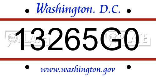 13265G0 District Of Columbia License Plate