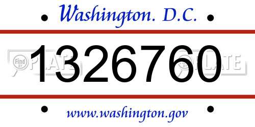 1326760 District Of Columbia License Plate
