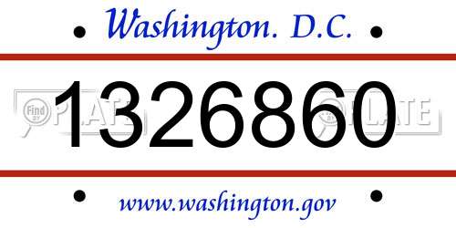 1326860 District Of Columbia License Plate