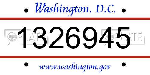 1326945 District Of Columbia License Plate