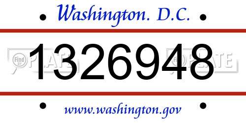 1326948 District Of Columbia License Plate