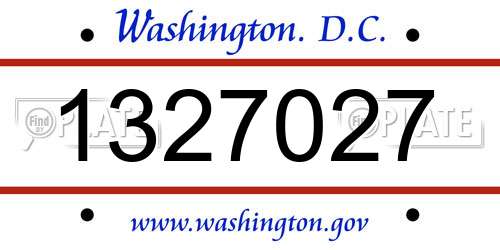 1327027 District Of Columbia License Plate