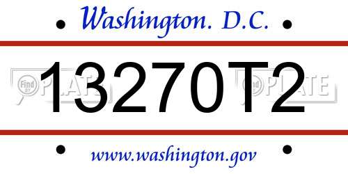13270T2 District Of Columbia License Plate