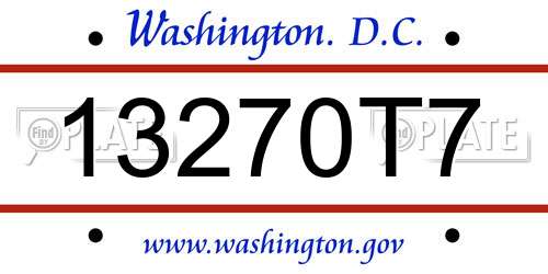 13270T7 District Of Columbia License Plate