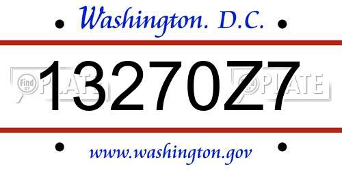 13270Z7 District Of Columbia License Plate