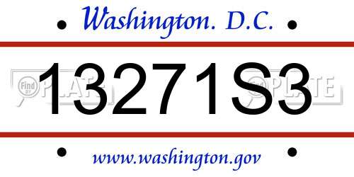13271S3 District Of Columbia License Plate