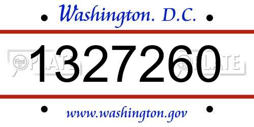 1327260 District Of Columbia License Plate