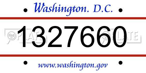 1327660 District Of Columbia License Plate