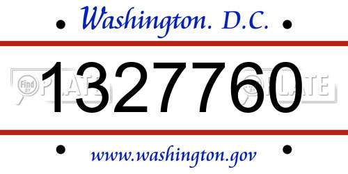 1327760 District Of Columbia License Plate