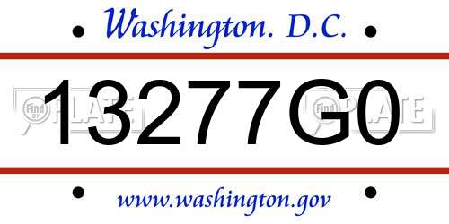 13277G0 District Of Columbia License Plate
