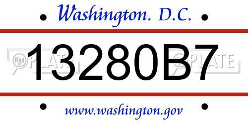 13280B7 District Of Columbia License Plate