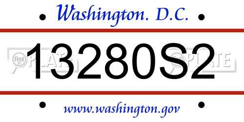 13280S2 District Of Columbia License Plate