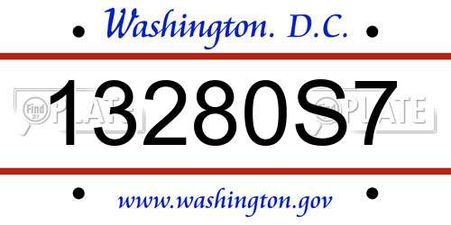13280S7 District Of Columbia License Plate