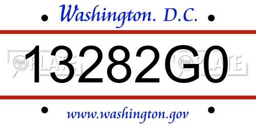 13282G0 District Of Columbia License Plate