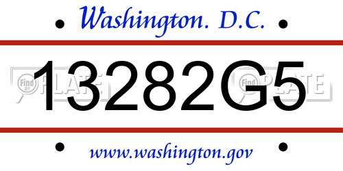 13282G5 District Of Columbia License Plate
