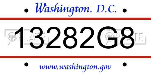 13282G8 District Of Columbia License Plate