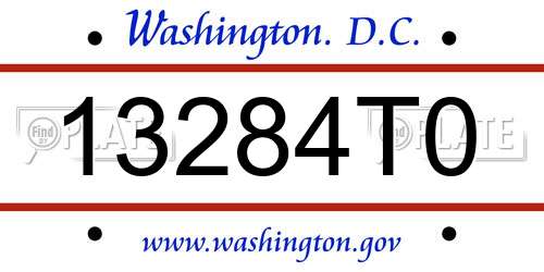 13284T0 District Of Columbia License Plate